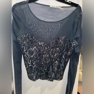 Urban Outfitters Mesh/ Lace Long Sleeves Shirt